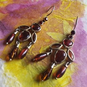 Monet Amber Colored Gold tone Earrings